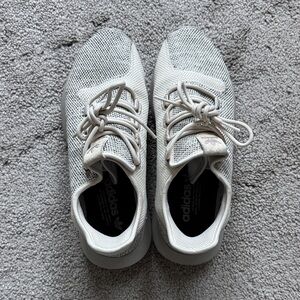 adidas Light Gray and White Knit Trainers